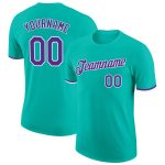 Personalized Aqua Purple White Performance T-Shirt for Men and Women Personalized Aqua Purple-White Performance T-Shirt 2