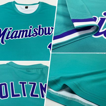 Personalized Performance T-Shirt in Aqua Purple-White, Custom Athletic Tee for Men and Women Personalized Aqua Purple-White