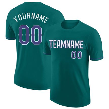 Personalized Aqua Purple and White Performance T-Shirt for Men and Women Personalized Aqua Purple-White Performance T-Shirt