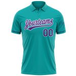 Personalized Aqua Purple White Golf Polo Shirt | Performance Vapor Style Personalized Aqua Purple-White Performance Vapor