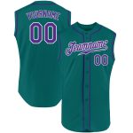 Personalized Baseball Jersey in Aqua Purple White - Sleeveless Design Personalized Aqua Purple-White Sleeveless Baseball
