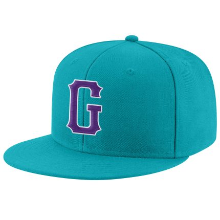 Custom Aqua Purple White Snapback Hat Adjustable Stitched Design Personalized Aqua Purple-White Stitched Adjustable Snapback