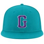 Custom Aqua Purple White Snapback Hat Adjustable Stitched Design Personalized Aqua Purple-White Stitched Adjustable Snapback