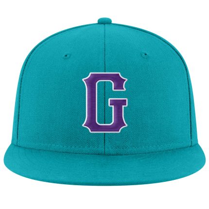 Custom Aqua Purple White Snapback Hat Adjustable Stitched Design Personalized Aqua Purple-White Stitched Adjustable Snapback