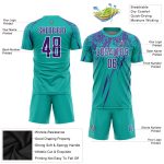 Personalized Aqua Purple White Soccer Jersey Uniform for Kids and Adults Personalized Aqua Purple-White Sublimation Soccer