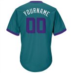 Personalized Aqua Purple White Baseball Jersey Shirt - Throwback Rib-Knit Style Personalized Aqua Purple-White Throwback