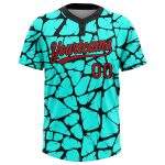 Personalized Unisex Softball Jersey 3D Aqua Red-Black Two-Button Design Personalized Aqua Red-Black 3D Two-Button Unisex