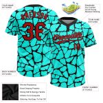 Personalized Unisex Softball Jersey 3D Aqua Red-Black Two-Button Design Personalized Aqua Red-Black 3D Two-Button Unisex
