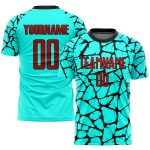 Custom Aqua Red-Black Soccer Uniform Jersey Sublimation 7417 - Personalized Sports Gear for Teams Personalized Aqua Red-Black