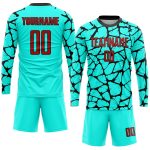Custom Aqua Red-Black Soccer Uniform Jersey Sublimation 7417 - Personalized Sports Gear for Teams Personalized Aqua Red-Black