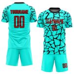 Custom Personalized Soccer Jersey - Aqua Red-Black Sublimation with Name & Number Personalized Aqua Red-Black Sublimation