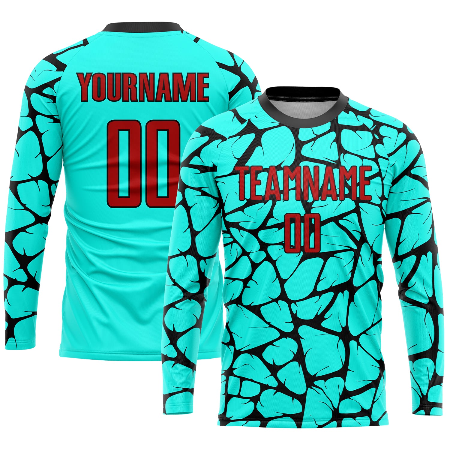 Personalized Aqua Red-Black Sublimation Soccer Uniform Jersey Team Custom Name and Number 7417 Custom Name Number Sublimation Soccer Jersey - Personalized Aqua Red-Black Team Uniform 7417 Personalized Aqua Red-Black - Image 3