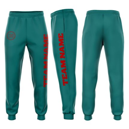 Personalized Aqua Red Jogger Sweatpants for Men and Women, Custom Fleece Comfort Wear Personalized Aqua Red Fleece Jogger