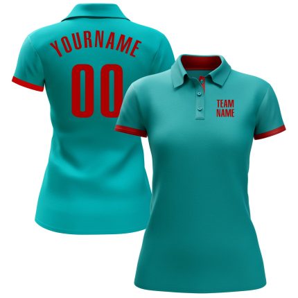 Personalized Aqua Red Golf Polo Shirt for Performance Wear Personalized Aqua Red Performance Golf Polo Shirt