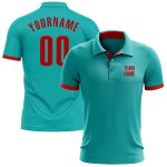 Personalized Aqua Red Golf Polo Shirt for Performance Wear Personalized Aqua Red Performance Golf Polo Shirt