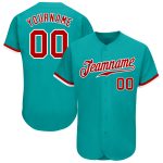 Personalized Aqua Red White Baseball Jersey for Men and Women, Custom Team Apparel Personalized Aqua Red-White Baseball Jersey