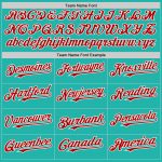 Personalized Baseball Jersey - Custom Aqua Red-White Line Design Personalized Aqua Red-White Line Baseball Jersey
