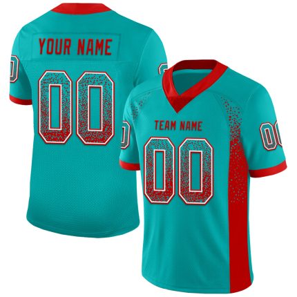 Personalized Aqua Red White Mesh Football Jersey for Drift Fashion Fans Personalized Aqua Red-White Mesh Drift Fashion Football