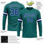 Personalized Aqua Royal White Long Sleeve Performance Shirt for Men and Women Personalized Aqua Royal-White Long Sleeve Performance