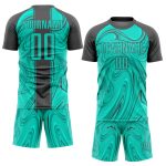 Personalized Aqua Gray Abstract Fluid Soccer Jersey Uniform for Custom Team Wear Personalized Aqua Steel Gray Abstract Fluid
