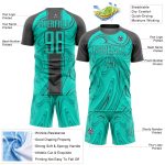 Personalized Aqua Gray Abstract Fluid Soccer Jersey Uniform for Custom Team Wear Personalized Aqua Steel Gray Abstract Fluid