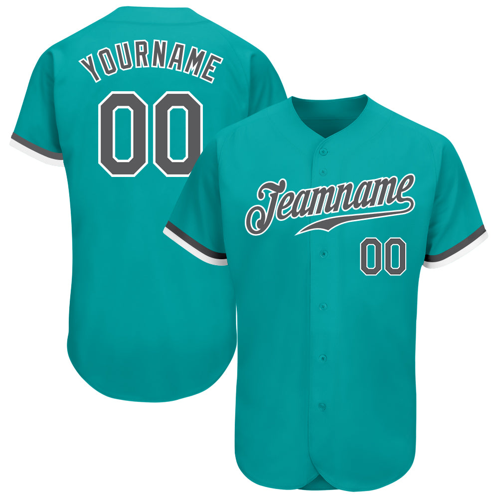 Custom Baseball Jersey with Personalized Name and Number - Aqua Steel Gray-White Authentic Design Personalized Aqua Steel