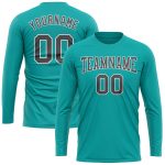 Personalized Long Sleeve Performance T-Shirt in Aqua Steel Gray-White Personalized Aqua Steel Gray-White Long Sleeve Performance