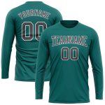 Personalized Aqua Gray White Long Sleeve Performance T-Shirt for Men and Women Personalized Aqua Steel Gray-White Long Sleeve