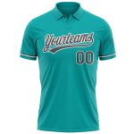 Personalized Aqua Steel Gray and White Golf Polo Shirt - Performance Vapor Style Personalized Aqua Steel Gray-White Performance