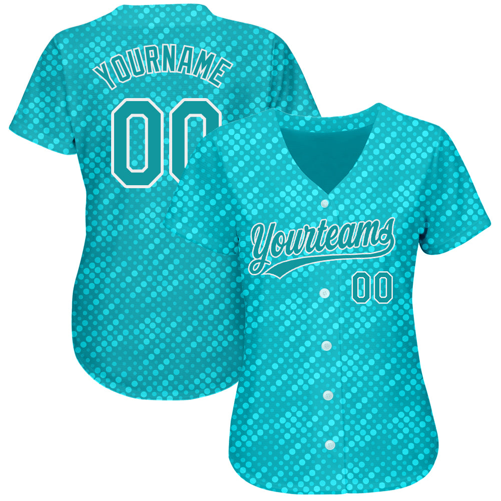 Personalized 3D Baseball Jersey Aqua Teal-White - Custom Sports Apparel Personalized Aqua Teal-White 3D Baseball Jersey 2 - Image 2