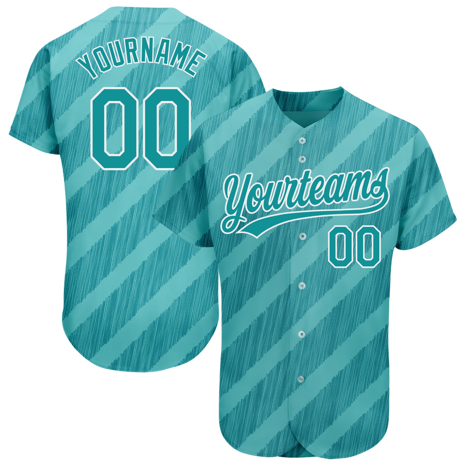 Personalized Aqua Teal White 3D Pattern Baseball Jersey Custom Name Number Team Design Authentic Personalized Aqua Teal-White