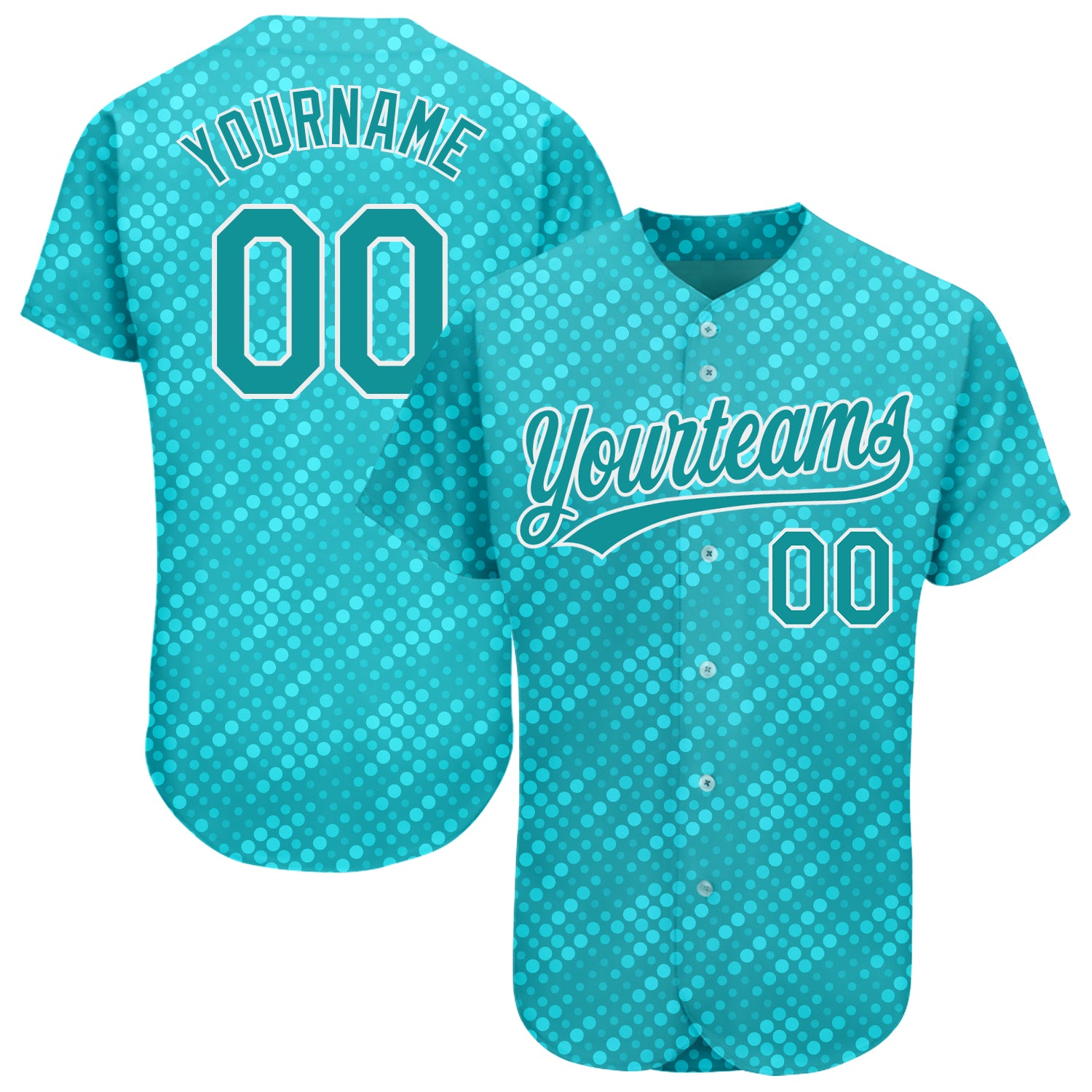Custom Aqua Teal White 3D Pattern Baseball Jersey - Authentic Design Personalized Aqua Teal-White 3D Pattern Design Authentic