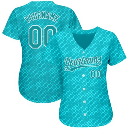 Custom Aqua Teal White 3D Pattern Baseball Jersey - Authentic Design Personalized Aqua Teal-White 3D Pattern Design Authentic