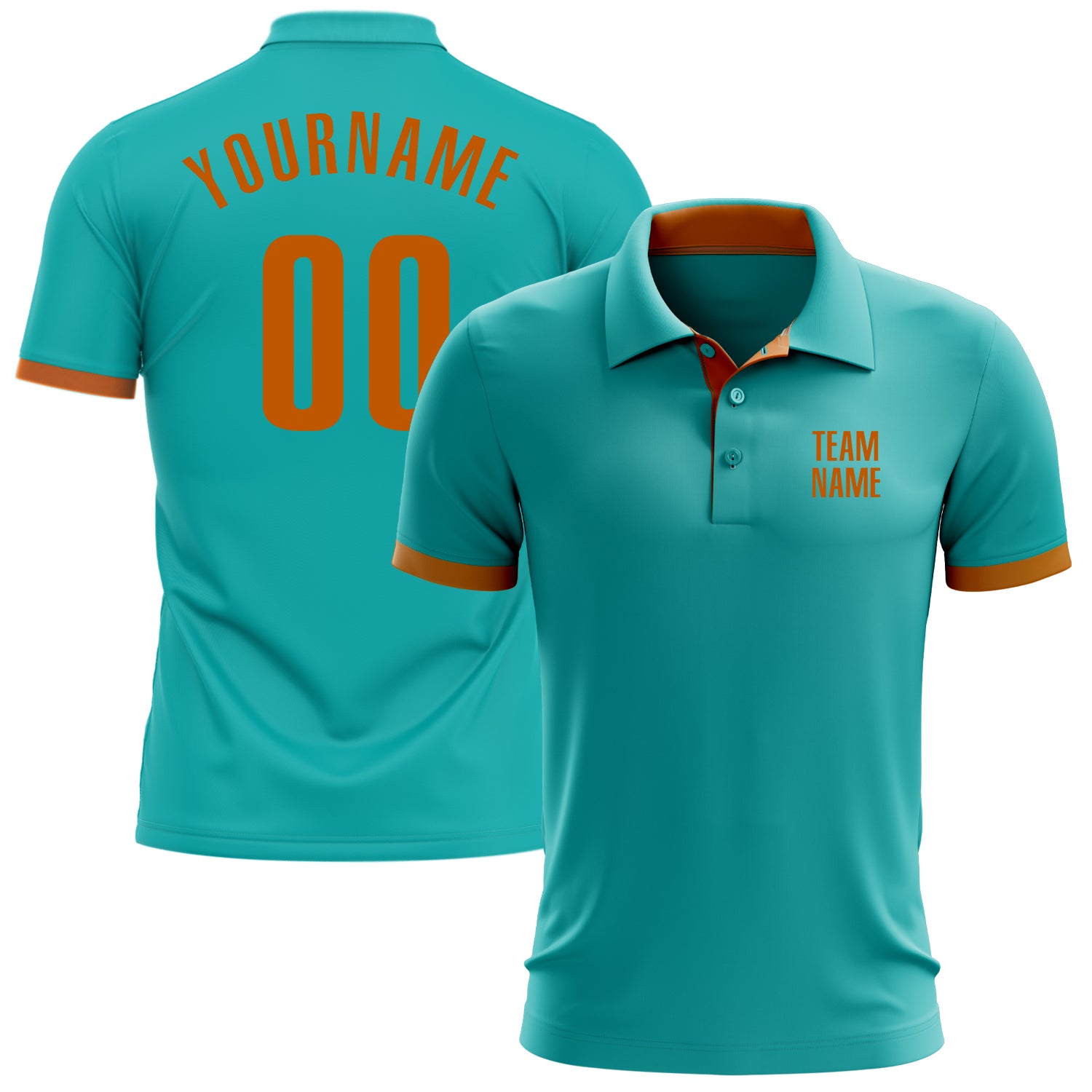 Custom Team Name Number Orange Performance Golf Polo Shirt Personalized Aqua Personalized Aqua Texas Orange Performance Golf