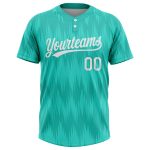 Custom Name and Number Personalized Aqua White 3D Pattern Softball Jersey Unisex Two-Button Design Personalized Aqua White