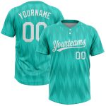 Custom Name and Number Personalized Aqua White 3D Pattern Softball Jersey Unisex Two-Button Design Personalized Aqua White