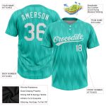 Custom Name and Number Personalized Aqua White 3D Pattern Softball Jersey Unisex Two-Button Design Personalized Aqua White
