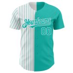 Custom Name and Number Personalized Aqua White-Aqua Pinstripe Fashion Baseball Jersey - Authentic Design Personalized Aqua