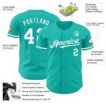Custom Name and Number Authentic Baseball Jersey - Personalized Aqua White Team Jersey Personalized Aqua White Authentic