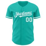 Custom Name and Number Authentic Baseball Jersey - Personalized Aqua White Team Jersey Personalized Aqua White Authentic