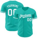 Custom Name and Number Authentic Baseball Jersey - Personalized Aqua White Team Jersey Personalized Aqua White Authentic