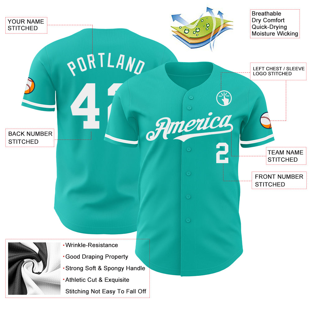 Custom Aqua White Baseball Jersey for Personalized Sports Team Apparel Personalized Aqua White Baseball Jersey - Image 3