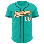 Custom Name and Number Authentic Baseball Jersey - Personalized Aqua White Bay Orange-Black Team Jersey Personalized Aqua