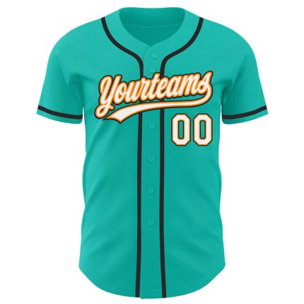 Custom Name and Number Authentic Baseball Jersey - Personalized Aqua White Bay Orange-Black Team Jersey Personalized Aqua