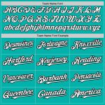 Custom Personalized Baseball Jersey in Aqua White-Black - 3 Color Arm Shapes with Name and Number Personalized Aqua White-Black