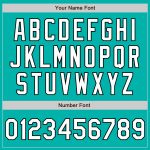 Custom Personalized Baseball Jersey in Aqua White-Black - 3 Color Arm Shapes with Name and Number Personalized Aqua White-Black