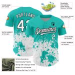 Customizable Abstract Splash Grunge Art Baseball Jersey with Personalized Name and Number in Aqua Black 3D Pattern Design