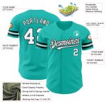 Customizable Aqua White-Black Authentic Baseball Jersey for Personalized Style and Comfort Personalized Aqua White-Black