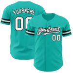 Customizable Aqua White-Black Authentic Baseball Jersey for Personalized Style and Comfort Personalized Aqua White-Black