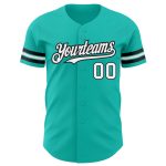 Customizable Aqua White-Black Authentic Baseball Jersey for Personalized Style and Comfort Personalized Aqua White-Black